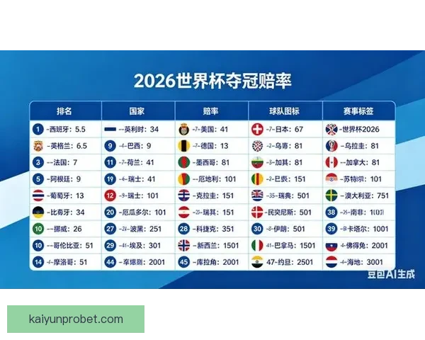 世界杯竞猜赔率全解析及热门球队胜负趋势深度预测